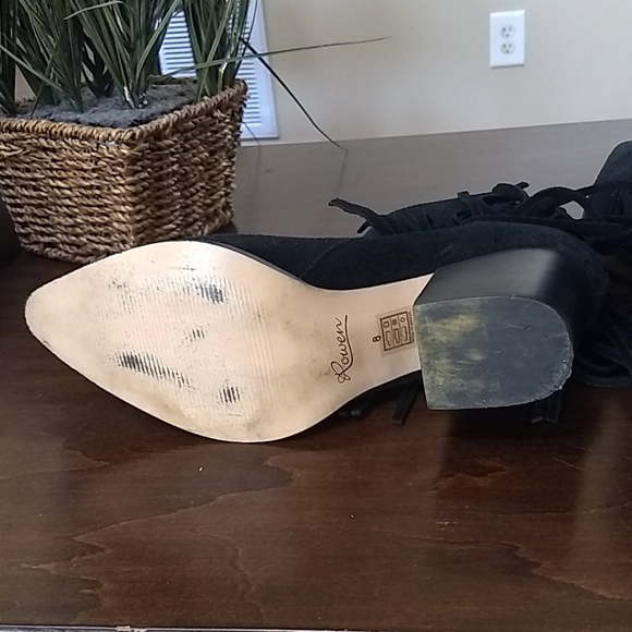 Rowen  Side Tasseled  Suede Black Ankle Boots - Picture 5 of 9